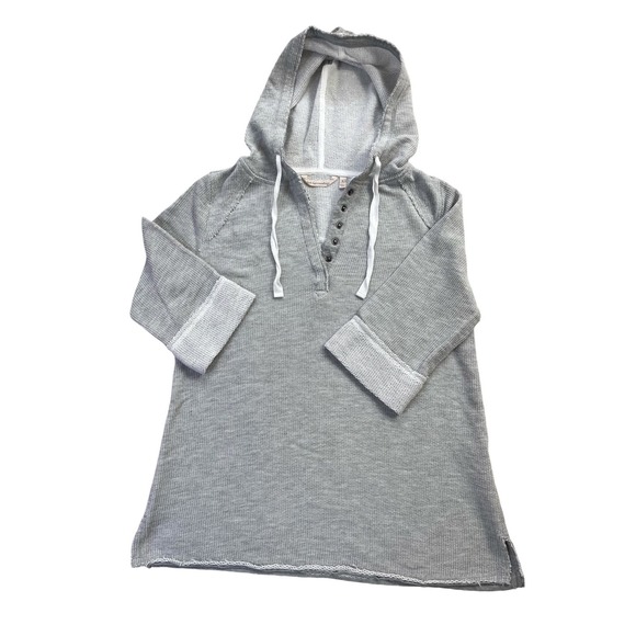 Soft Surroundings Tops - Soft Surroundings Just Beachy Hooded Henley Womens sz S Gray Pullover Top Spring